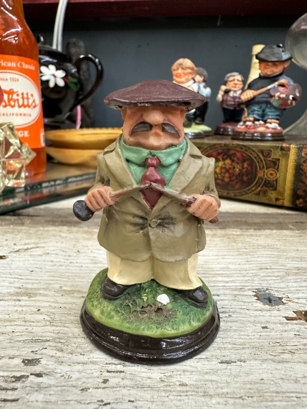 Vintage Golfer Figurine Funny Character Golf Statue Man Cave Decor